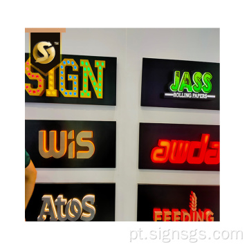 Sinal de letras luminosas de caixa de luz personalizada